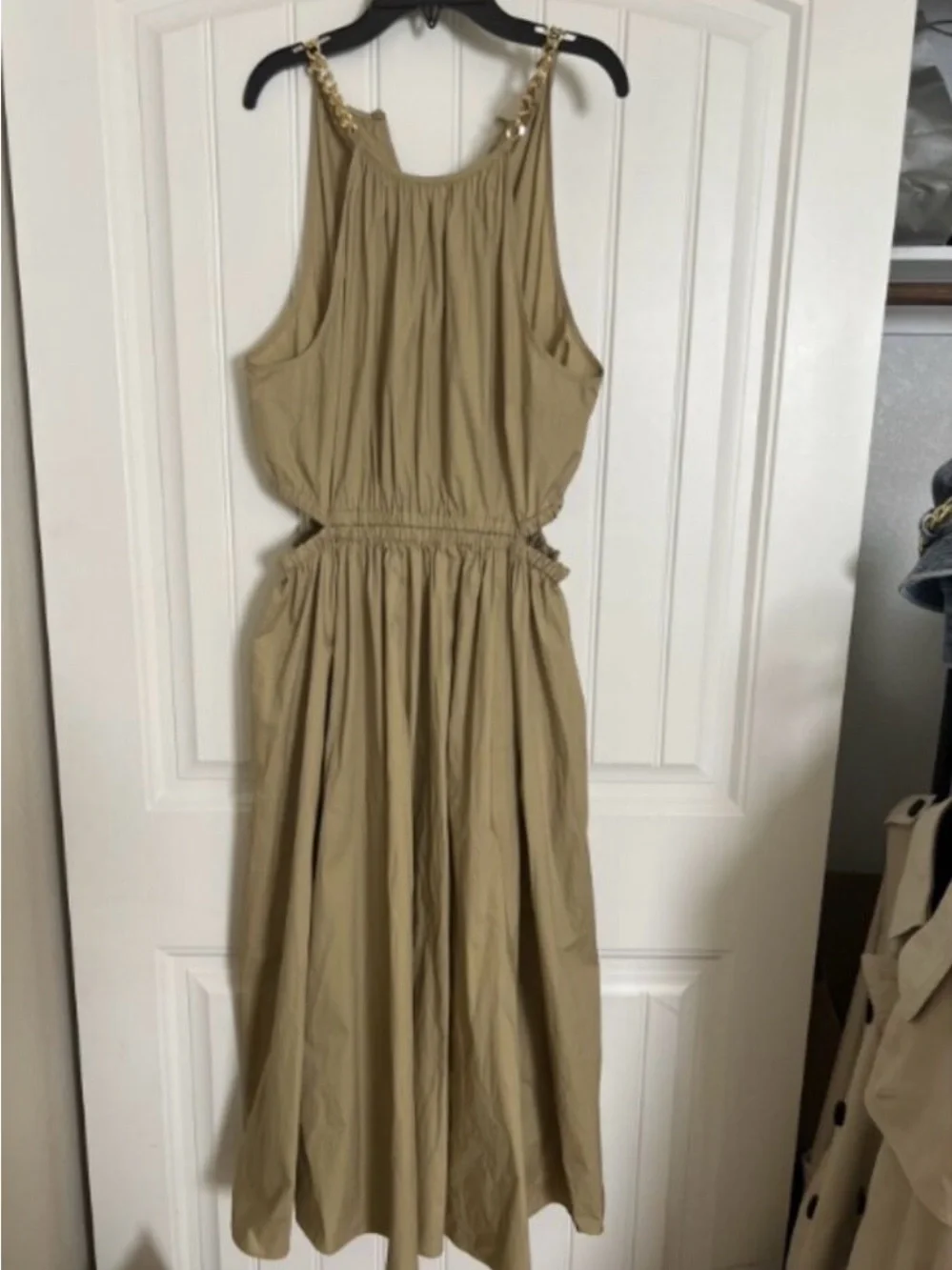 Michael Kors olive green midi with gold detail